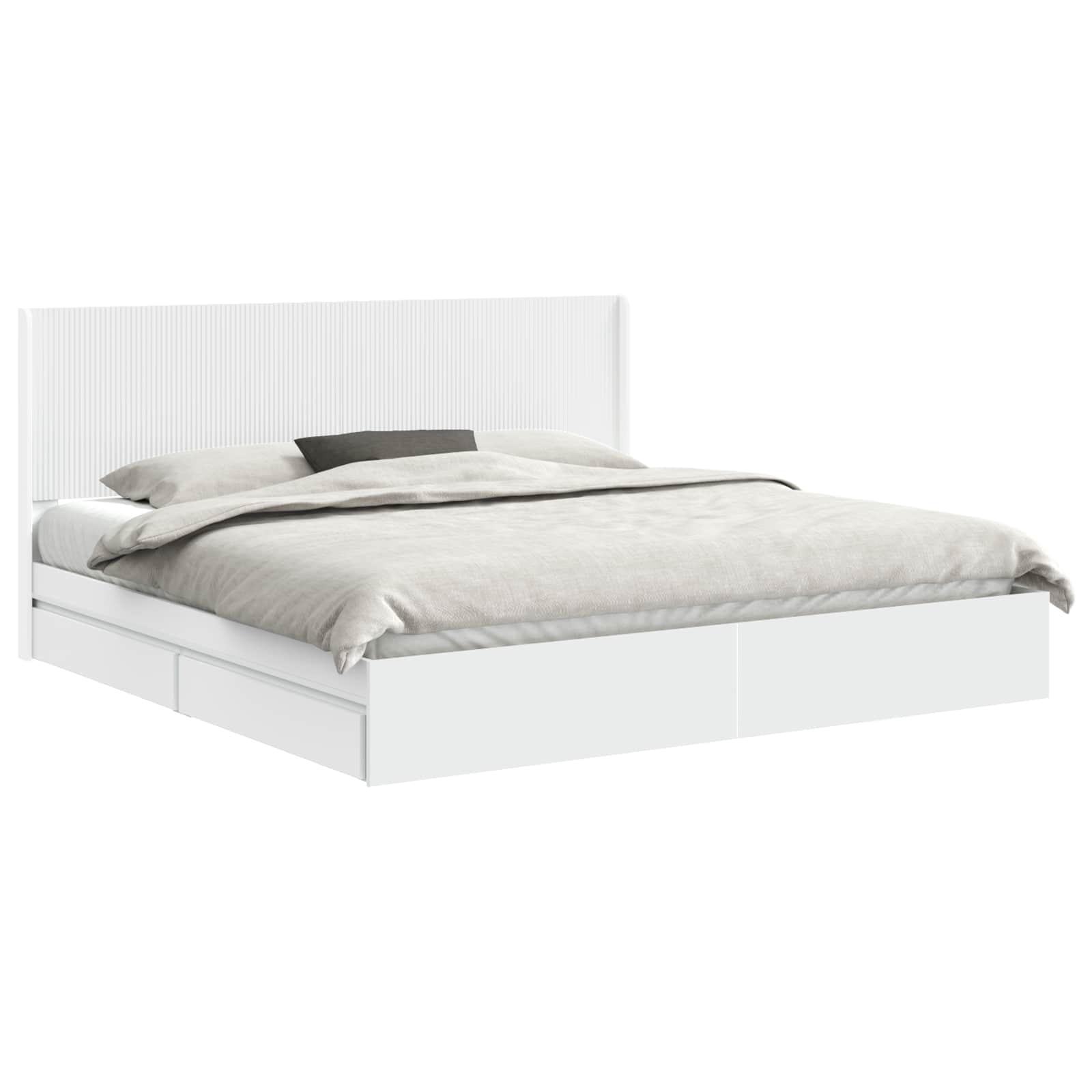 Bedframe met opbergruimte en hoofdbord Wit 200 x 200 cm