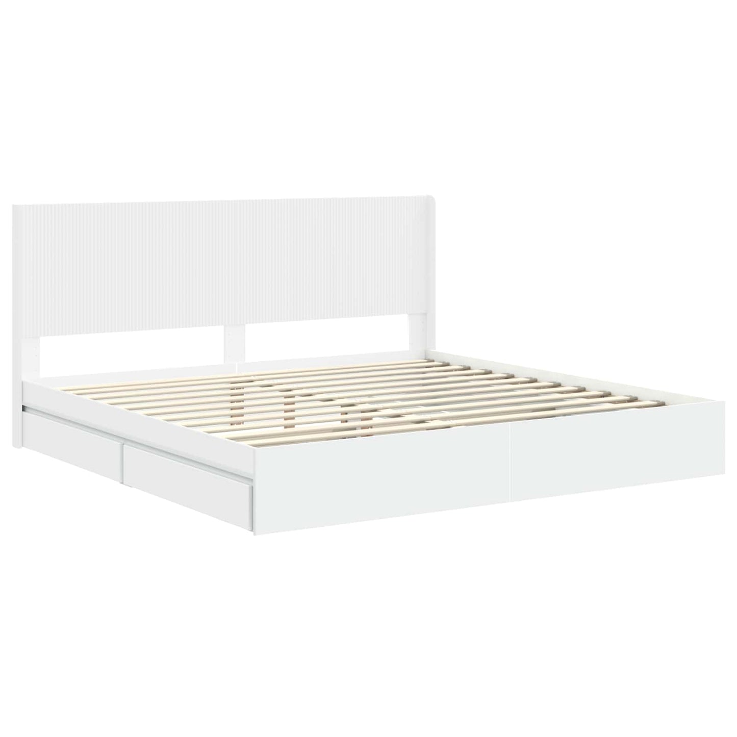 Bedframe met opbergruimte en hoofdbord Wit 200 x 200 cm