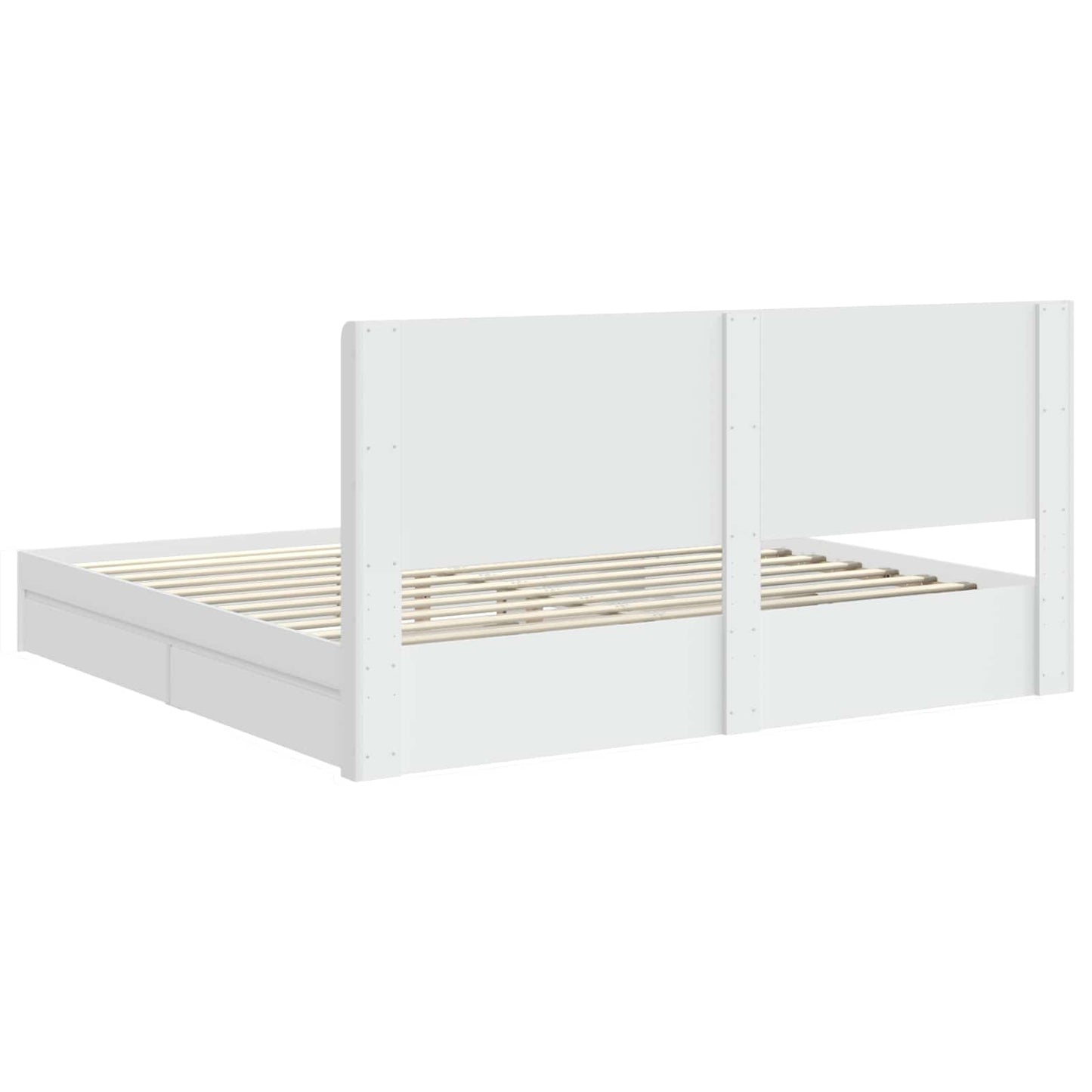 Bedframe met opbergruimte en hoofdbord Wit 200 x 200 cm