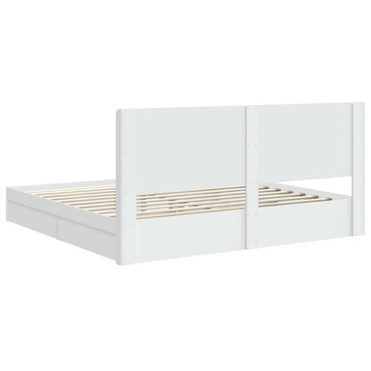 Bedframe met opbergruimte en hoofdbord Wit 200 x 200 cm