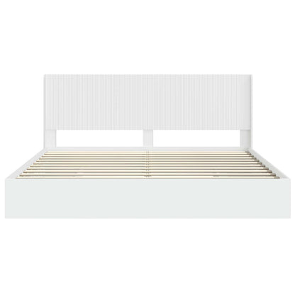 Bedframe met opbergruimte en hoofdbord Wit 200 x 200 cm