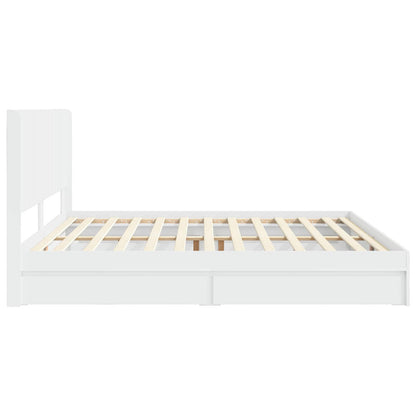 Bedframe met opbergruimte en hoofdbord Wit 200 x 200 cm