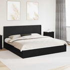 Bedframe 200x200 cm zwart met opbergruimte en hoofdbord