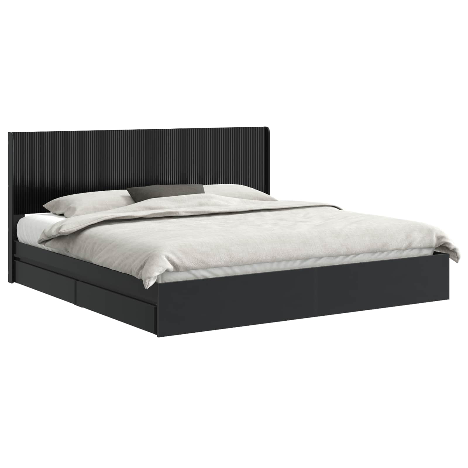 Bedframe met opbergruimte en hoofdbord Zwart 200 x 200 cm