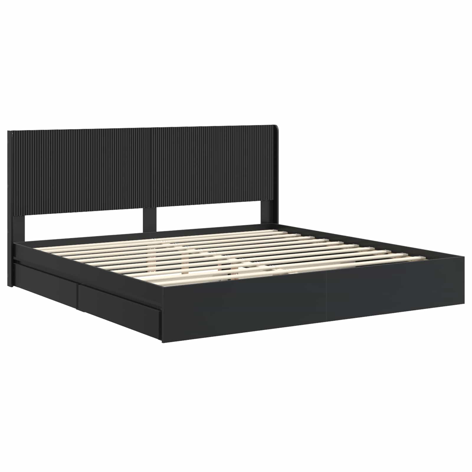 Bedframe met opbergruimte en hoofdbord Zwart 200 x 200 cm