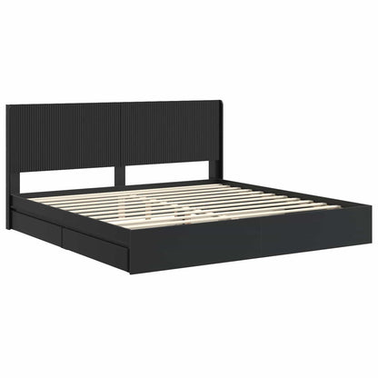 Bedframe met opbergruimte en hoofdbord Zwart 200 x 200 cm