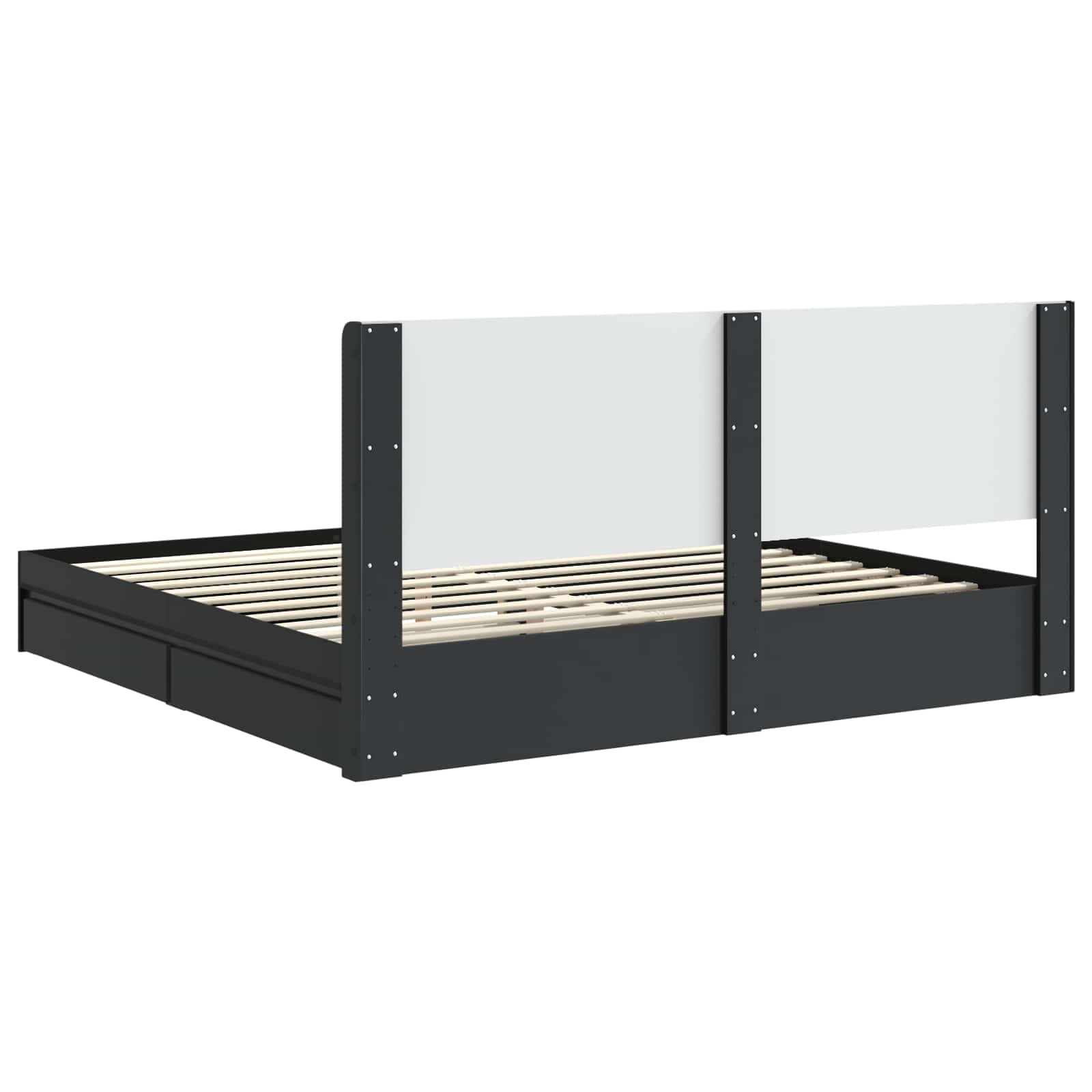 Bedframe met opbergruimte en hoofdbord Zwart 200 x 200 cm