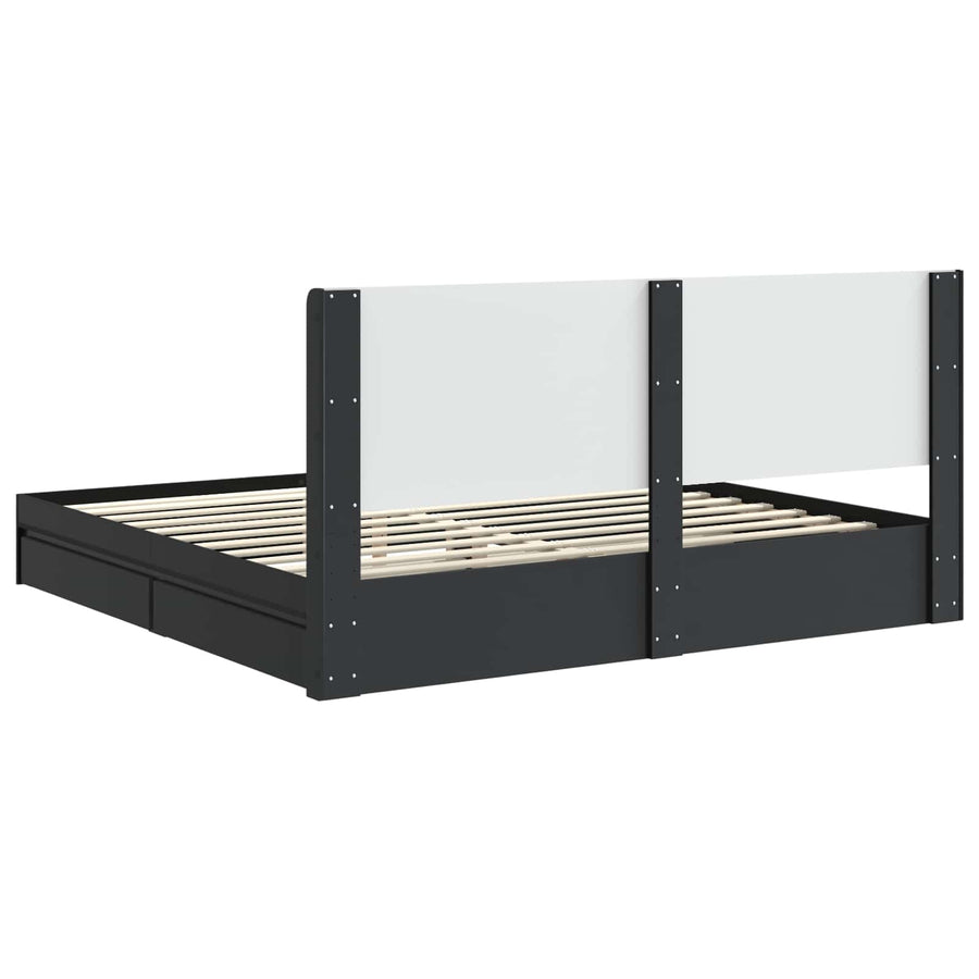 Bedframe met opbergruimte en hoofdbord Zwart 200 x 200 cm