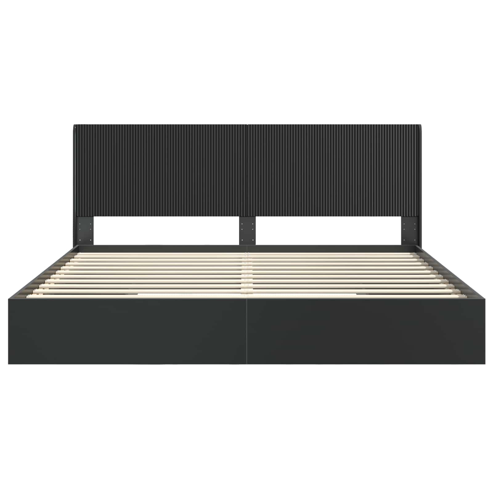Bedframe met opbergruimte en hoofdbord Zwart 200 x 200 cm