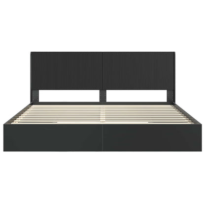 Bedframe met opbergruimte en hoofdbord Zwart 200 x 200 cm