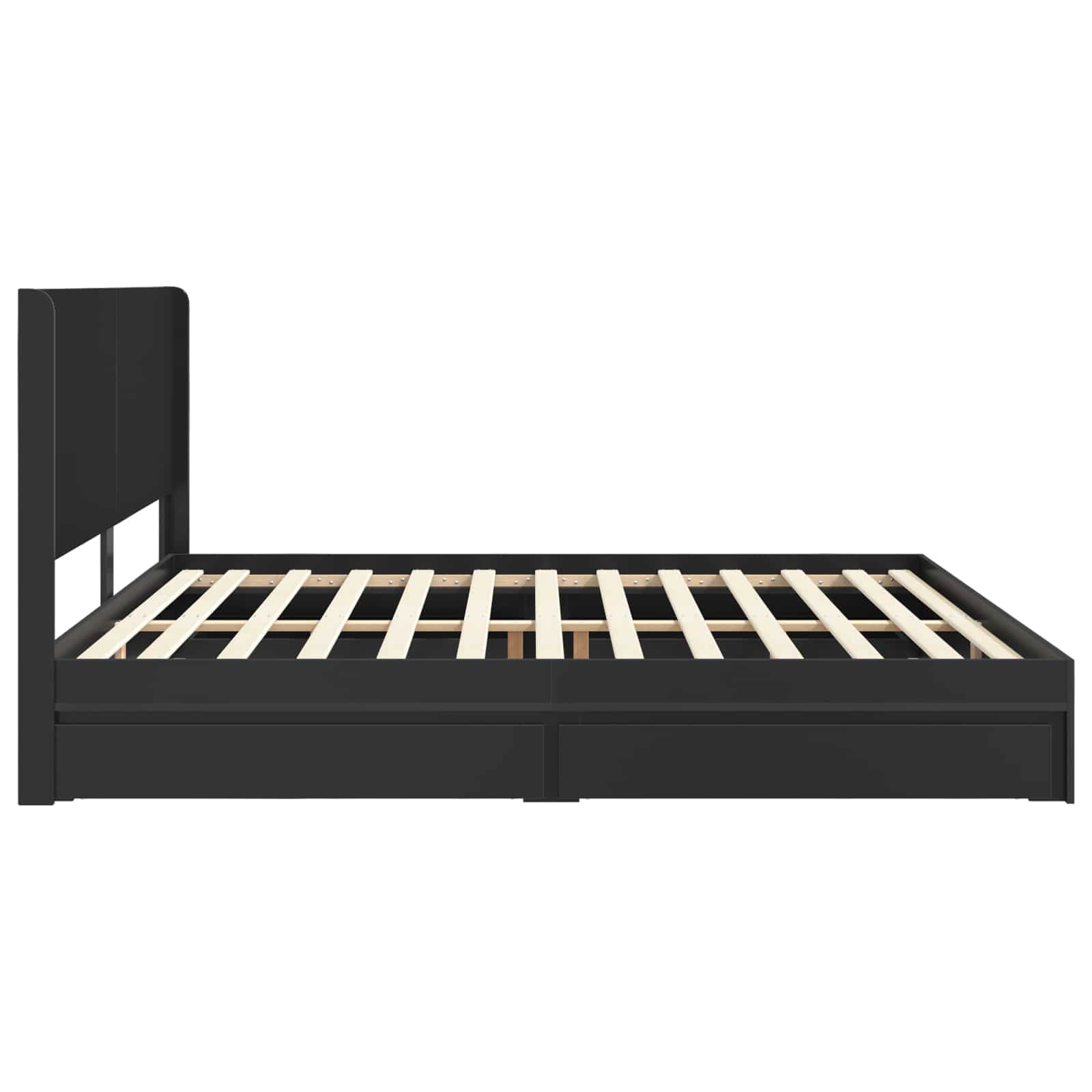 Bedframe met opbergruimte en hoofdbord Zwart 200 x 200 cm