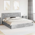 Bedframe met opbergruimte en hoofdbord Betongrijs 200 x 200 cm