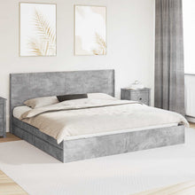 Bedframe met opbergruimte en hoofdbord Betongrijs 200 x 200 cm