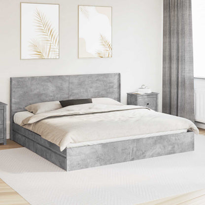 Bedframe met opbergruimte en hoofdbord Betongrijs 200 x 200 cm