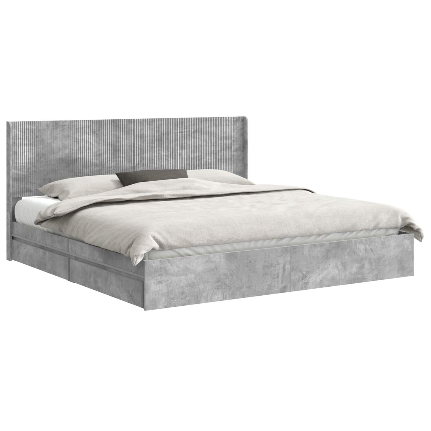 Bedframe met opbergruimte en hoofdbord Betongrijs 200 x 200 cm