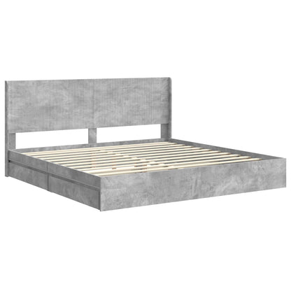 Bedframe met opbergruimte en hoofdbord Betongrijs 200 x 200 cm