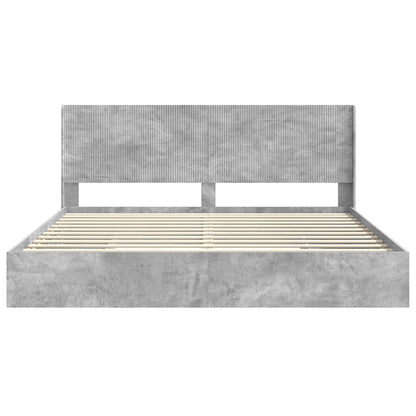 Bedframe met opbergruimte en hoofdbord Betongrijs 200 x 200 cm