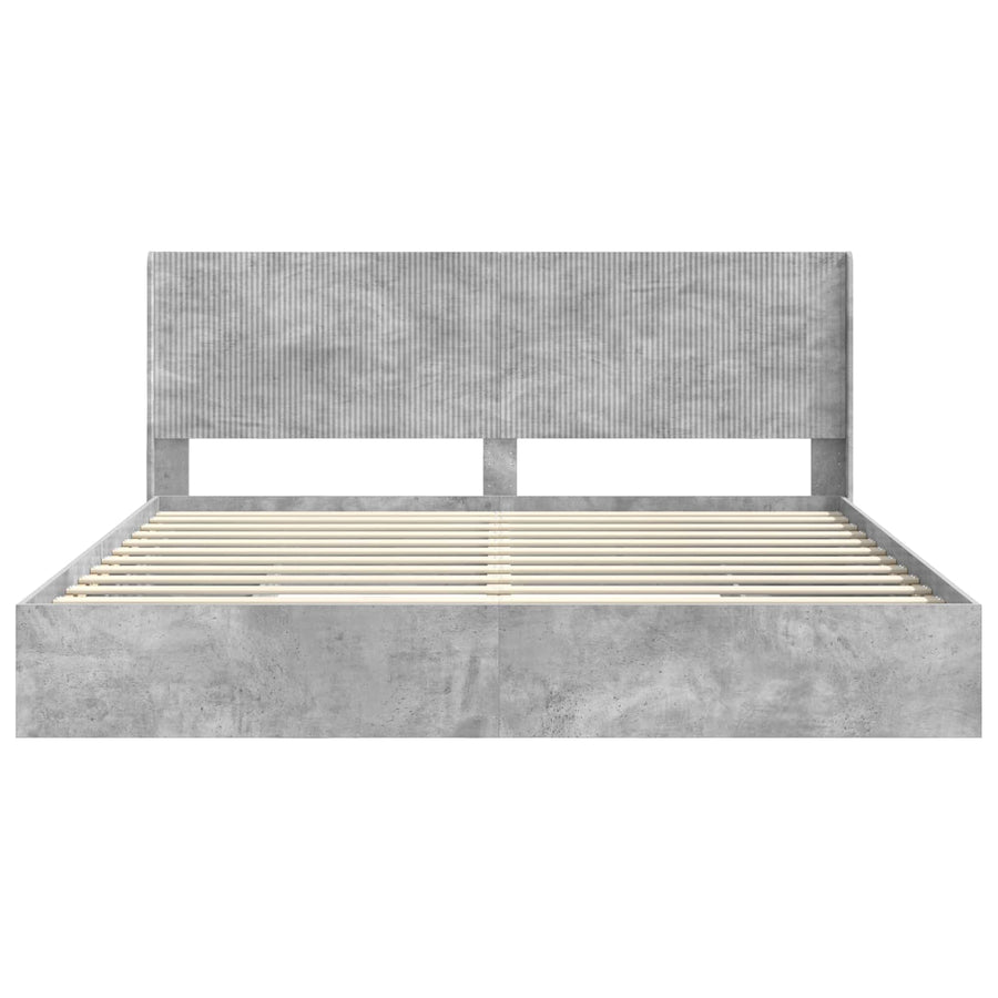 Bedframe met opbergruimte en hoofdbord Betongrijs 200 x 200 cm