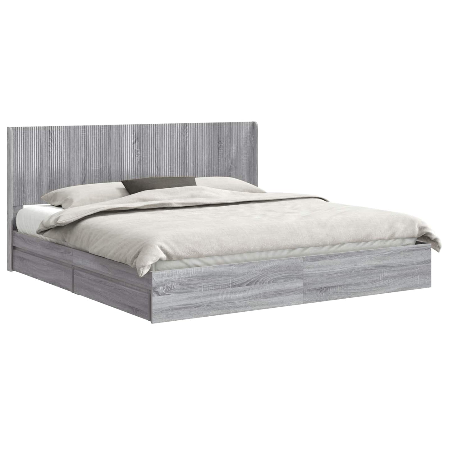 Bedframe met opbergruimte en hoofdbord Grijs sonoma