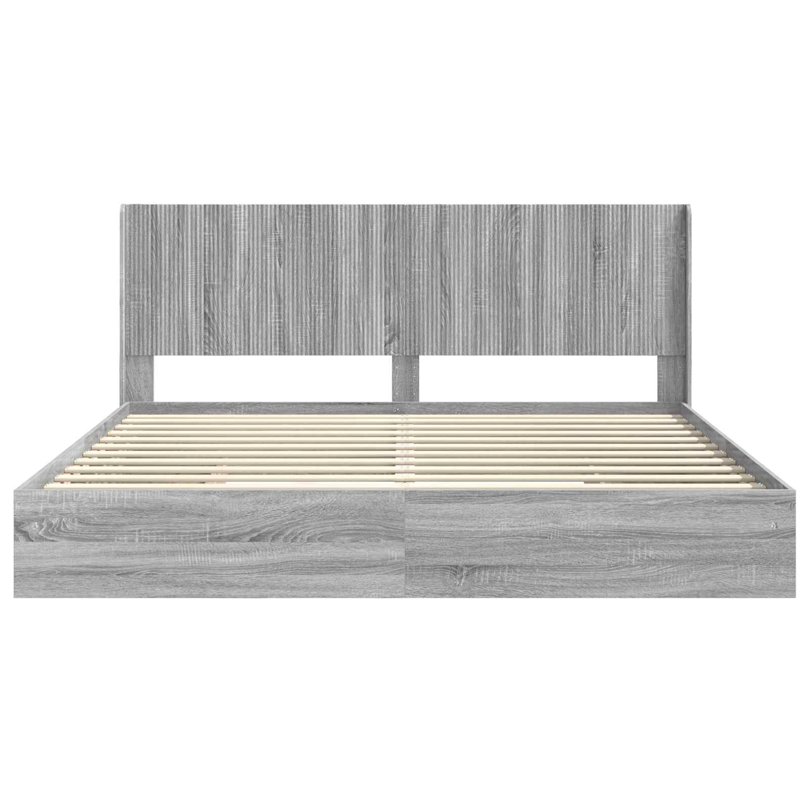 Bedframe met opbergruimte en hoofdbord Grijs sonoma