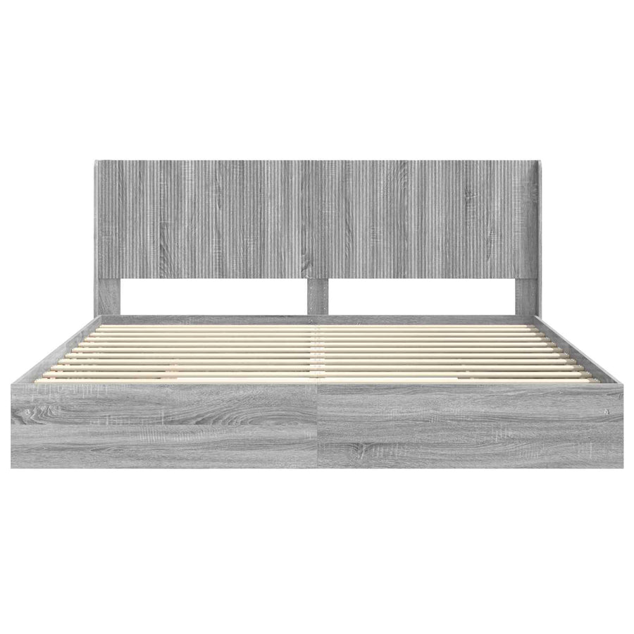 Bedframe met opbergruimte en hoofdbord Grijs sonoma