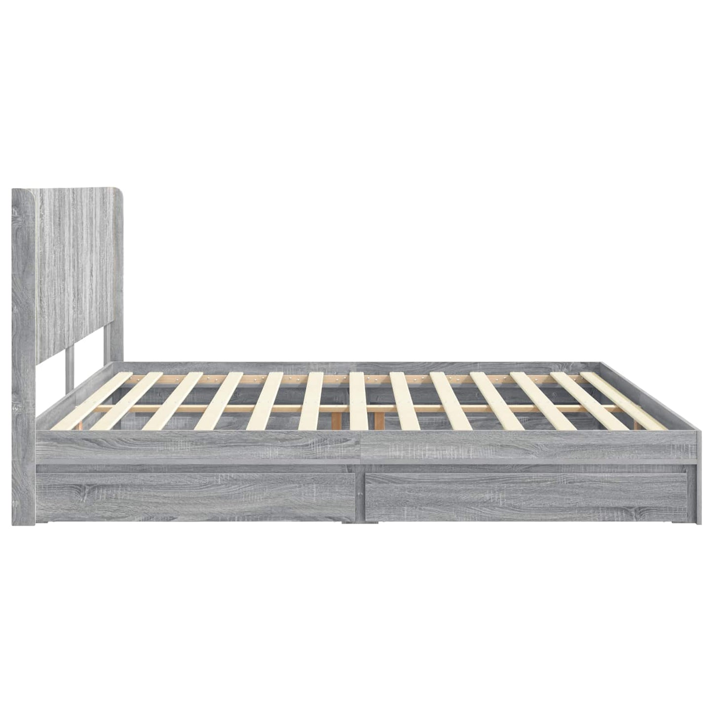 Bedframe met opbergruimte en hoofdbord Grijs sonoma