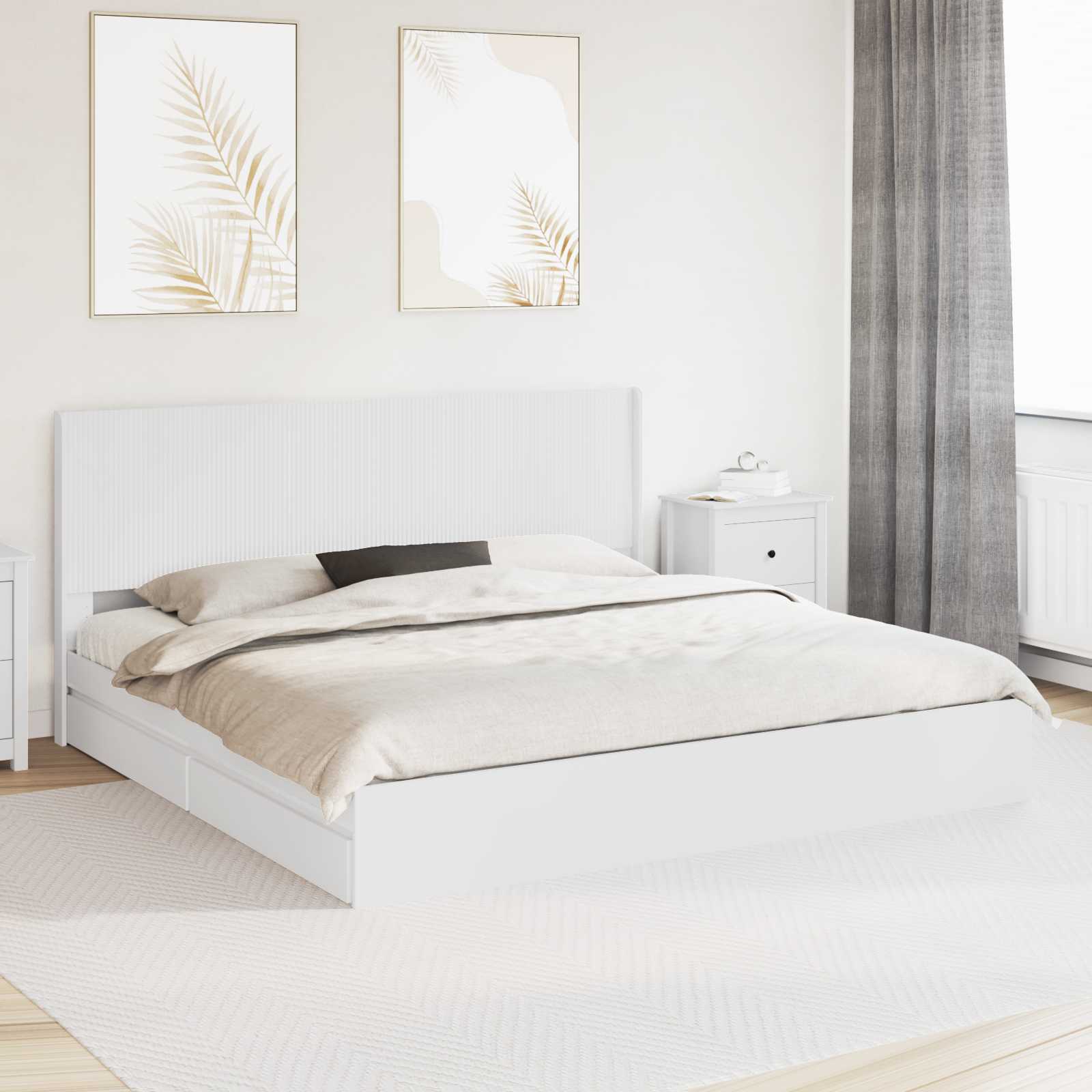 Bedframe met opbergruimte en hoofdbord Wit 180 x 200 cm