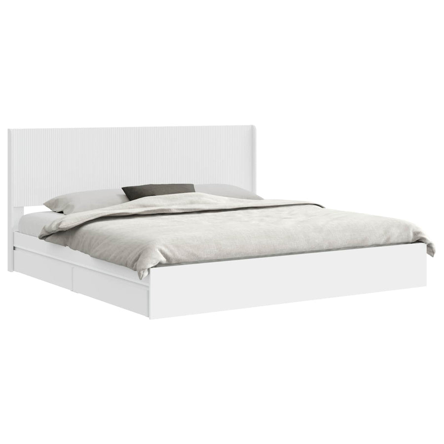 Bedframe met opbergruimte en hoofdbord Wit 180 x 200 cm