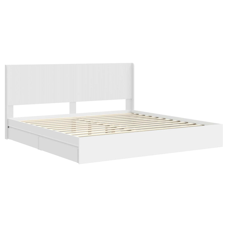 Bedframe met opbergruimte en hoofdbord Wit 180 x 200 cm