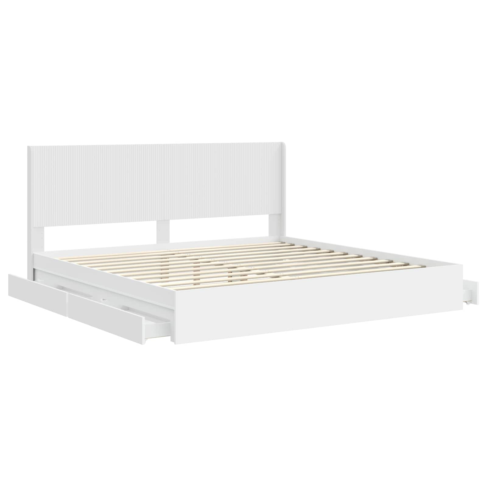 Bedframe met opbergruimte en hoofdbord Wit 180 x 200 cm