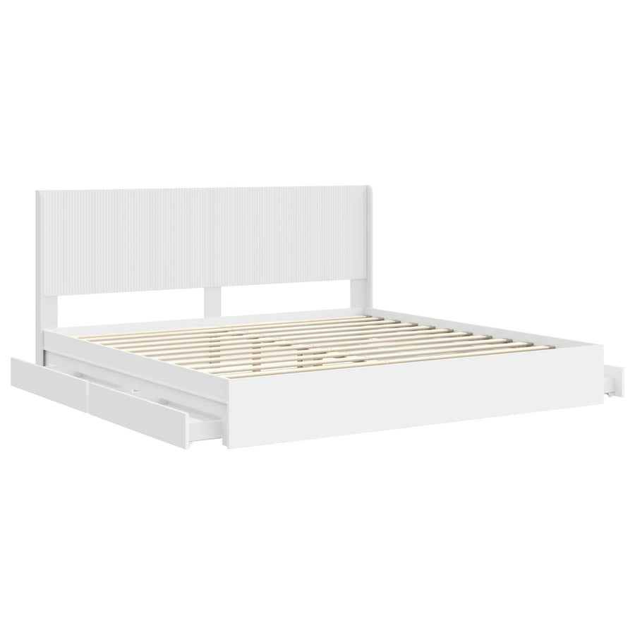 Bedframe met opbergruimte en hoofdbord Wit 180 x 200 cm