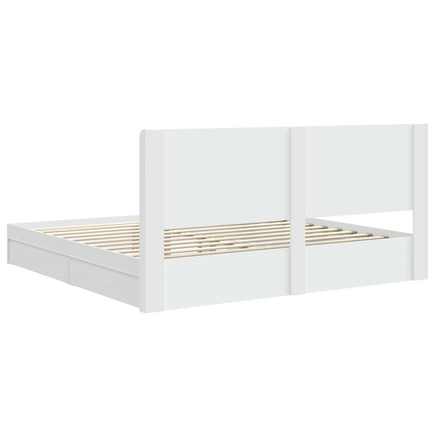 Bedframe met opbergruimte en hoofdbord Wit 180 x 200 cm