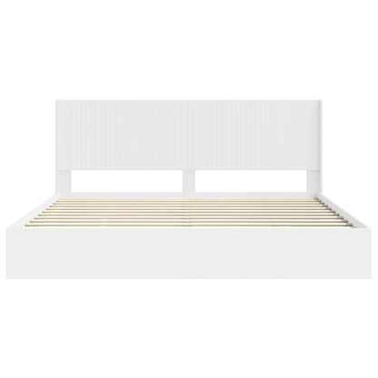 Bedframe met opbergruimte en hoofdbord Wit 180 x 200 cm