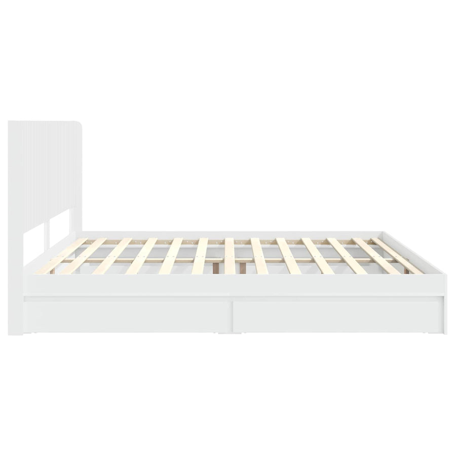 Bedframe met opbergruimte en hoofdbord Wit 180 x 200 cm