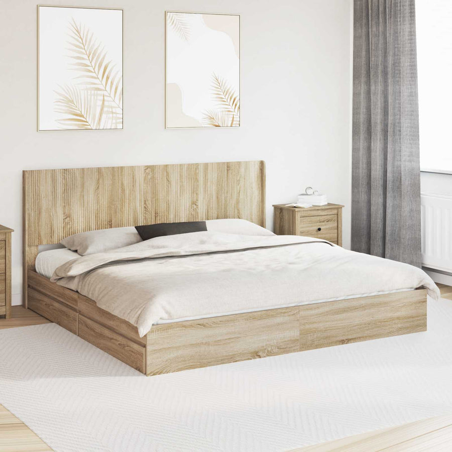 Bedframe met opbergruimte en hoofdbord Sonoma Eiken