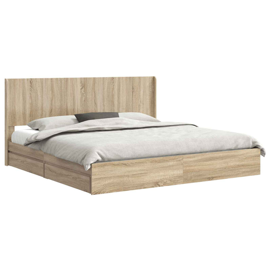 Bedframe met opbergruimte en hoofdbord Sonoma Eiken