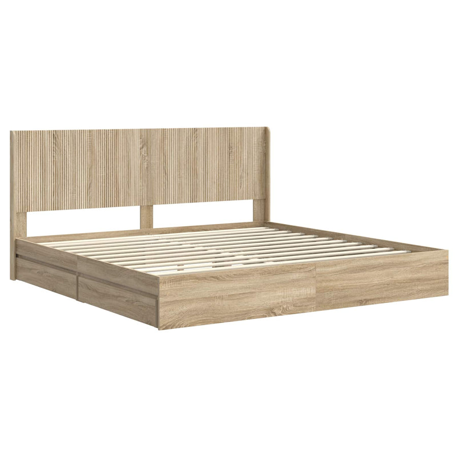 Bedframe met opbergruimte en hoofdbord Sonoma Eiken