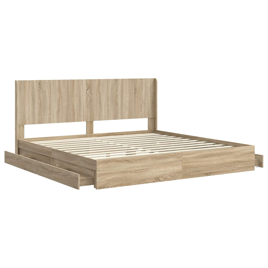 Bedframe met opbergruimte en hoofdbord Sonoma Eiken