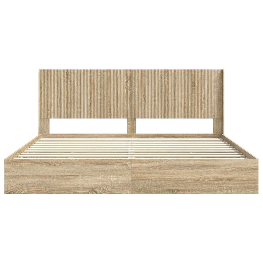 Bedframe met opbergruimte en hoofdbord Sonoma Eiken