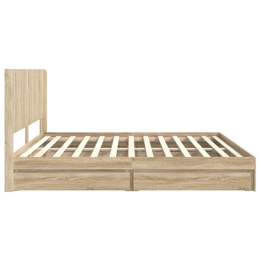 Bedframe met opbergruimte en hoofdbord Sonoma Eiken