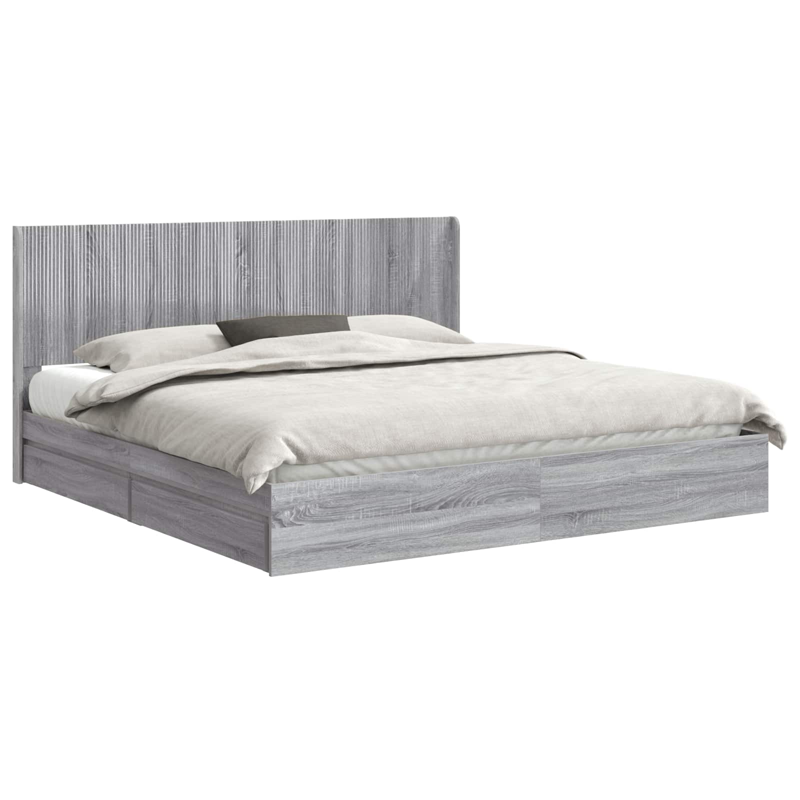 Bedframe met opbergruimte en hoofdbord Grijs sonoma