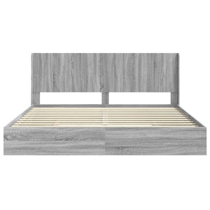 Bedframe met opbergruimte en hoofdbord Grijs sonoma