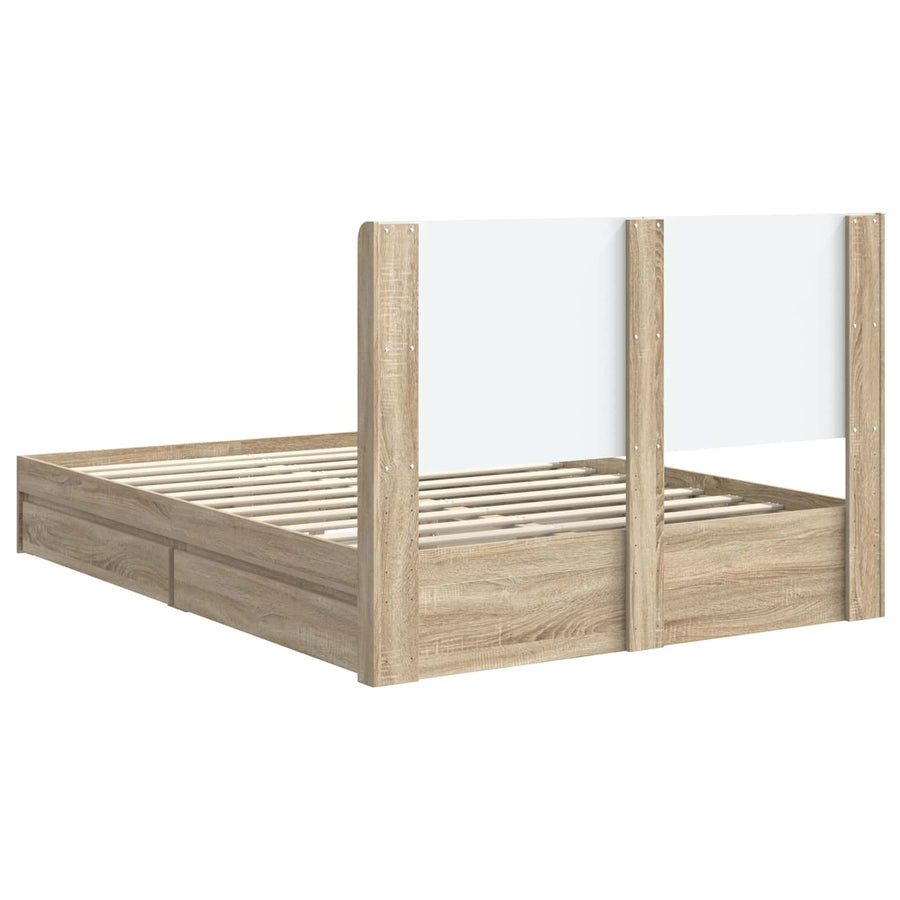 Bedframe met opbergruimte en hoofdbord Sonoma Eiken