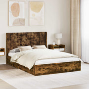 Bedframe 160x200 cm gerookt eiken met opbergruimte