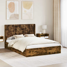 Bedframe met opbergruimte en hoofdbord Gerookt eiken