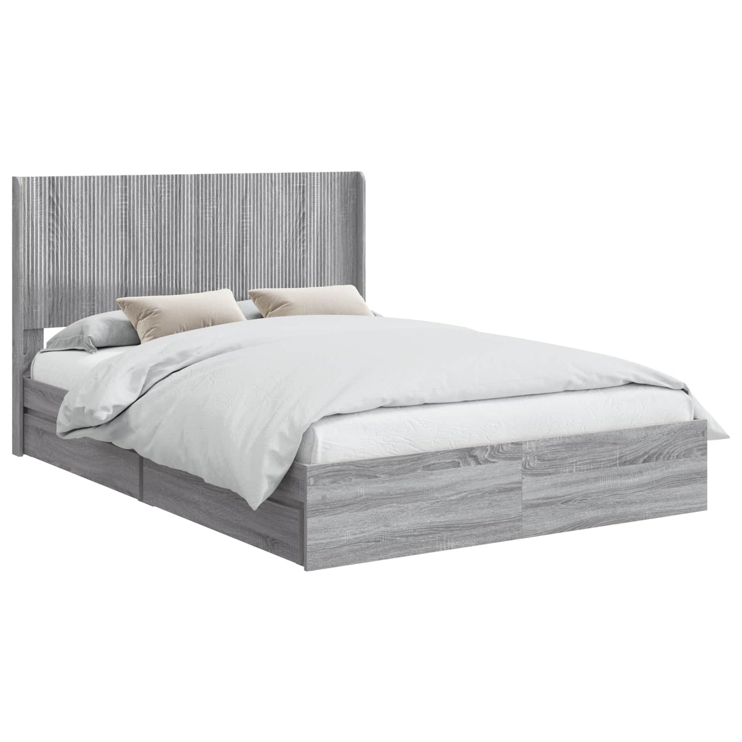 Bedframe met opbergruimte en hoofdbord Grijs Sonoma