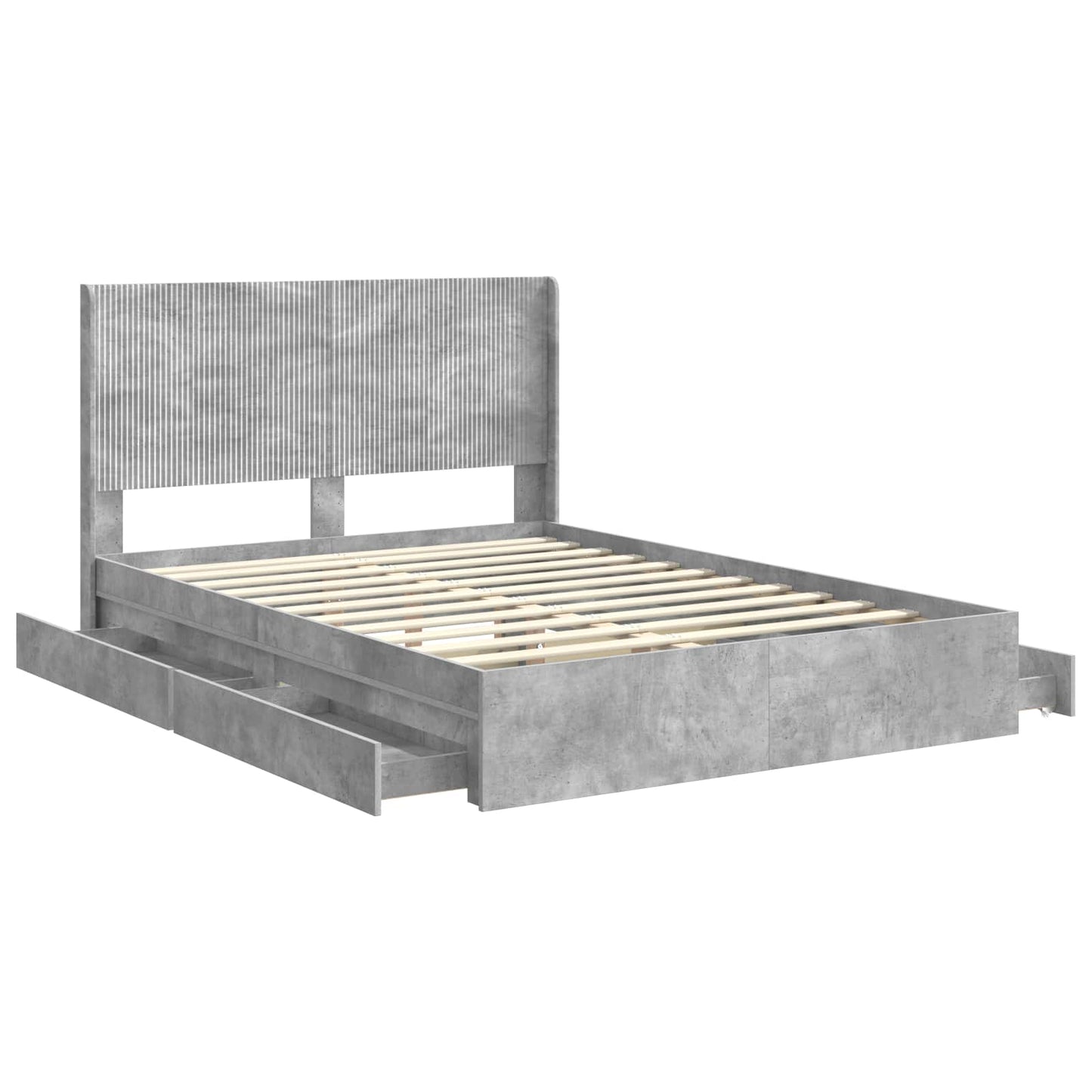 Bedframe met opbergruimte en hoofdbord Betongrijs 150 x 200 cm