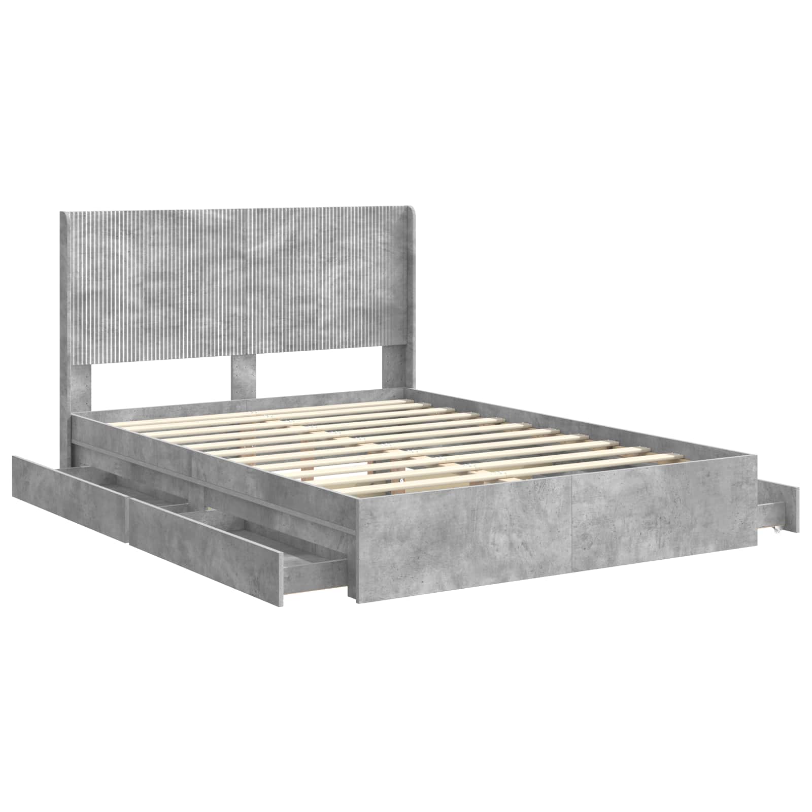 Bedframe met opbergruimte en hoofdbord Betongrijs 150 x 200 cm