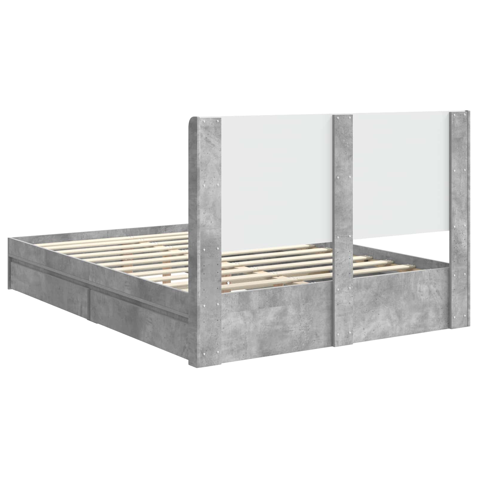 Bedframe met opbergruimte en hoofdbord Betongrijs 150 x 200 cm