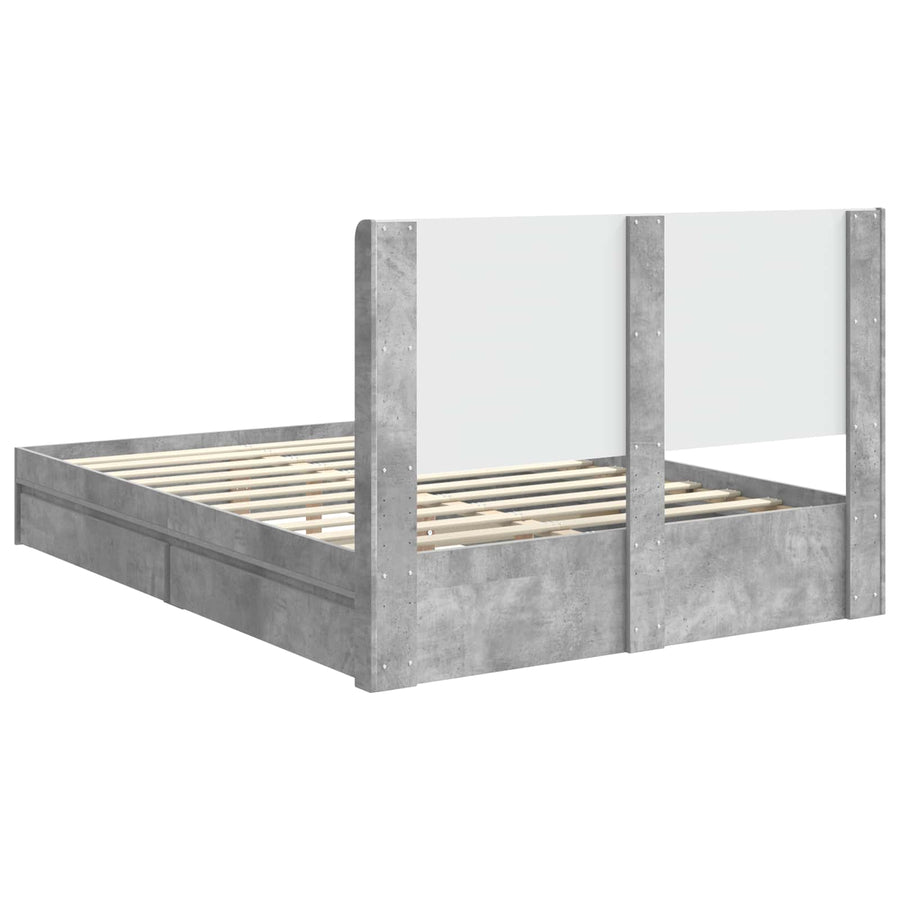 Bedframe met opbergruimte en hoofdbord Betongrijs 150 x 200 cm